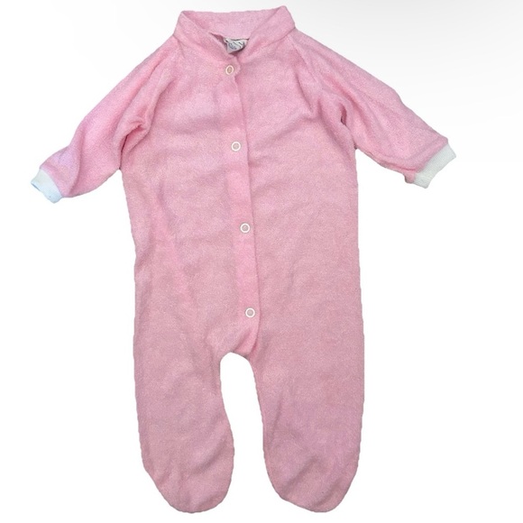 Vintage Triplets Pajamas Pink Terry Cloth Pajamas Size Medium - Picture 1 of 3